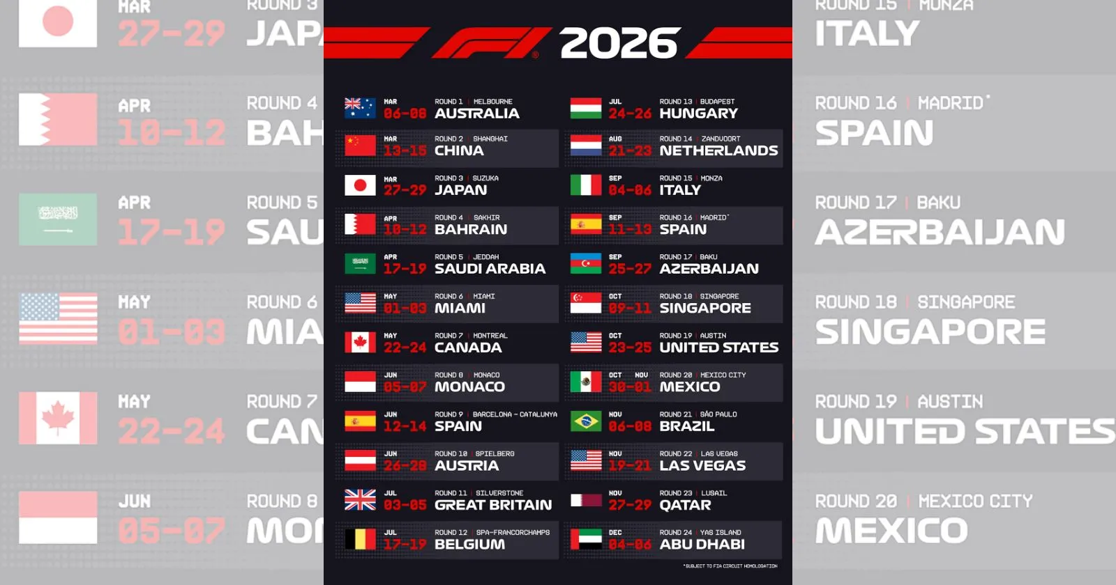 2026 Formula 1 Calendar Revealed All Race Dates And Major Changes 