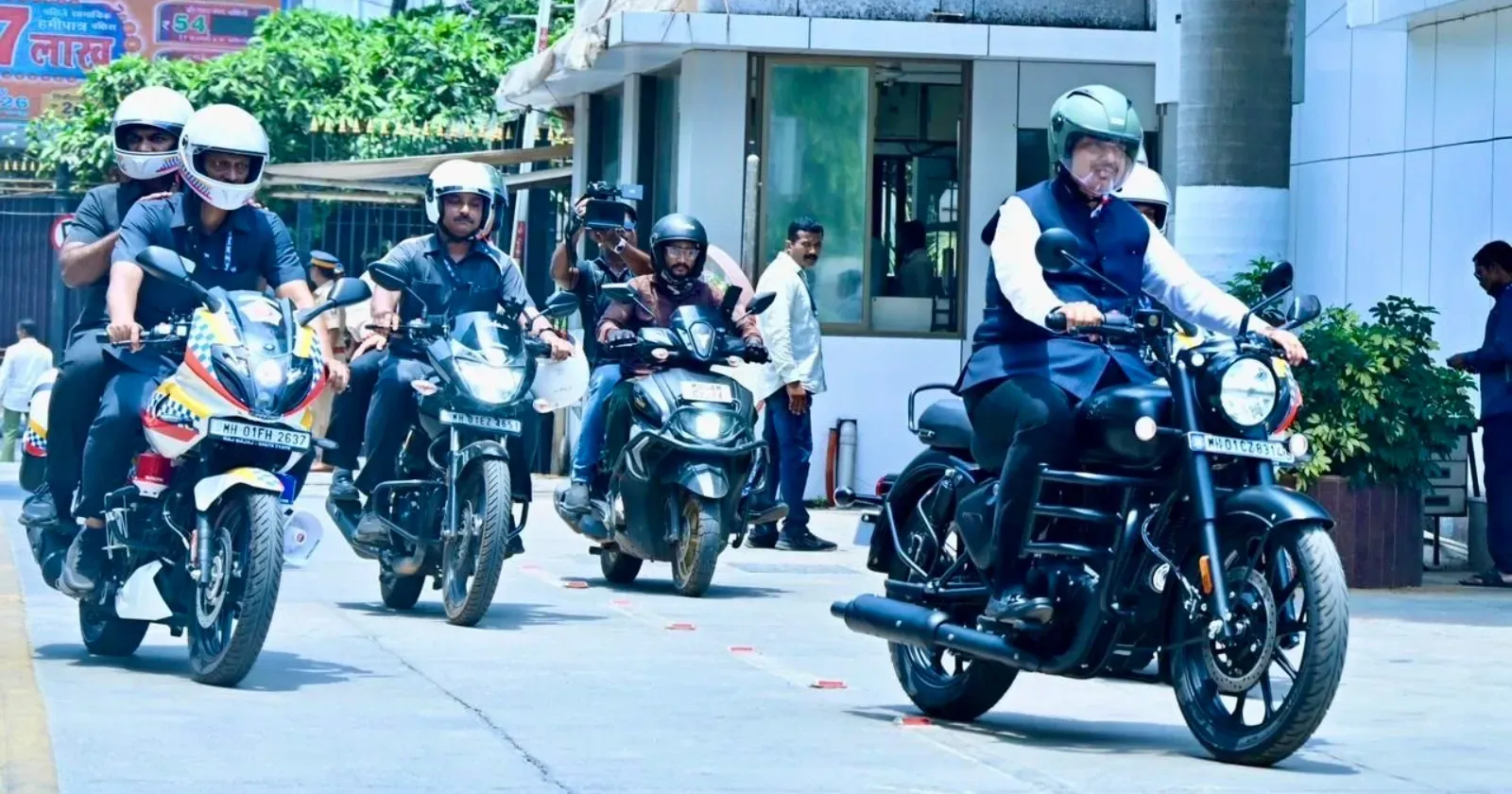 Maharashtra CM Devendra Fadnavis Swaps Multi-Car Convoy For A Motorcycle In Fuel Conservation Effort