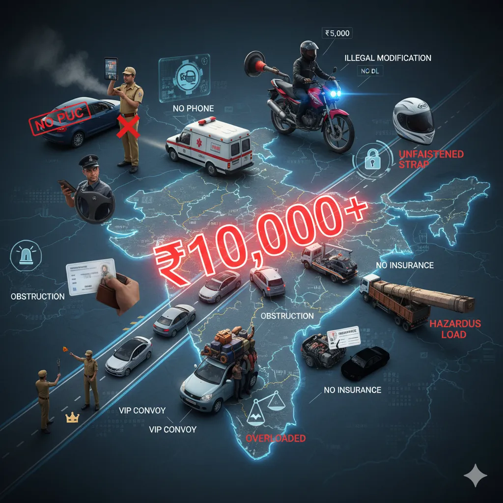 10 Uncommon Traffic Violations That Can Cost You ₹10,000 or More