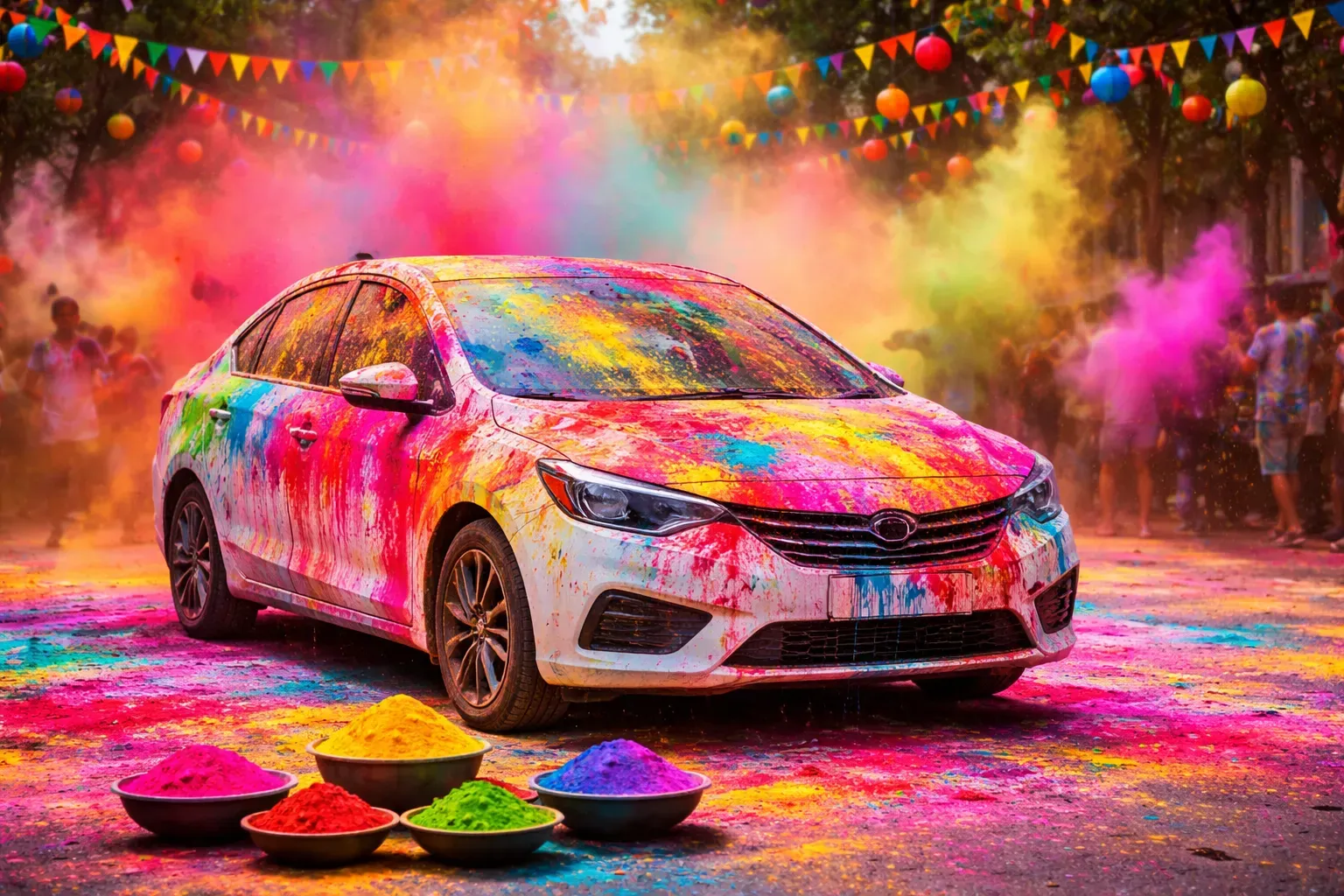 Holi Colours on Car .webp