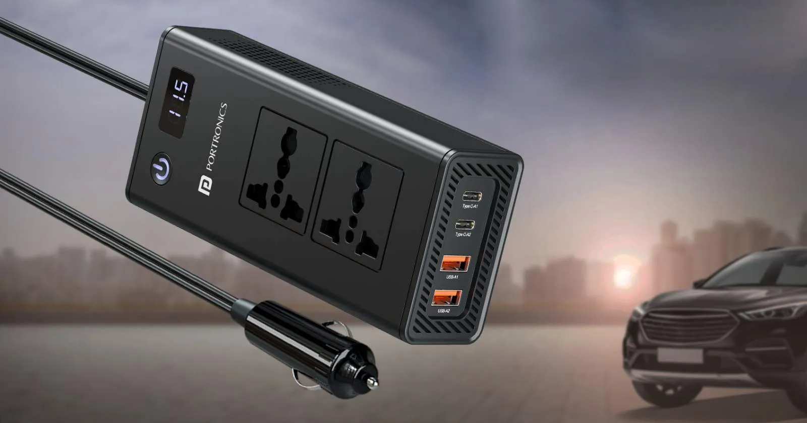 Portronics Zaptor, 200W Car Inverter Launched With Dual AC Outlets, USB Fast Charging, Safety Features