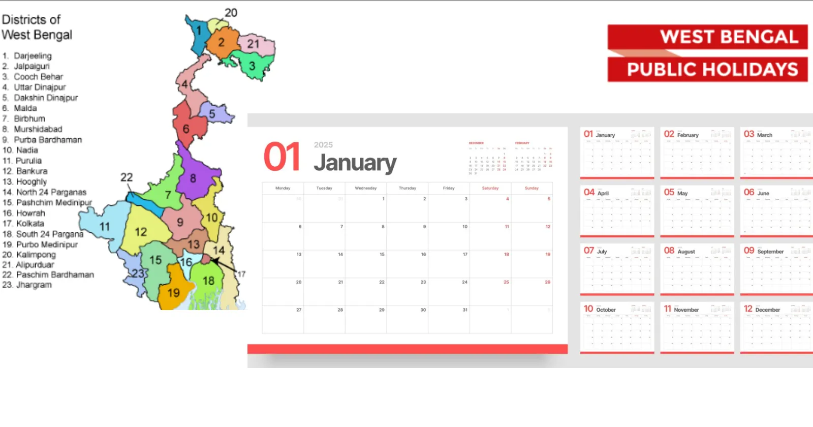 West Bengal Public Holidays List 2025