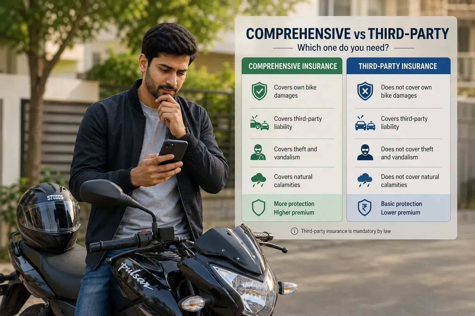 Switch from third-party to comprehensive bike insurance