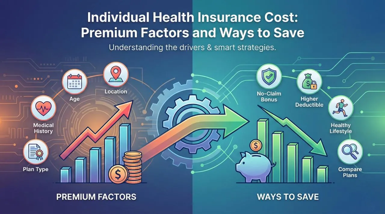 "Feature image regarding individual health insurance costs, highlighting premium calculation factors and money-saving tips."